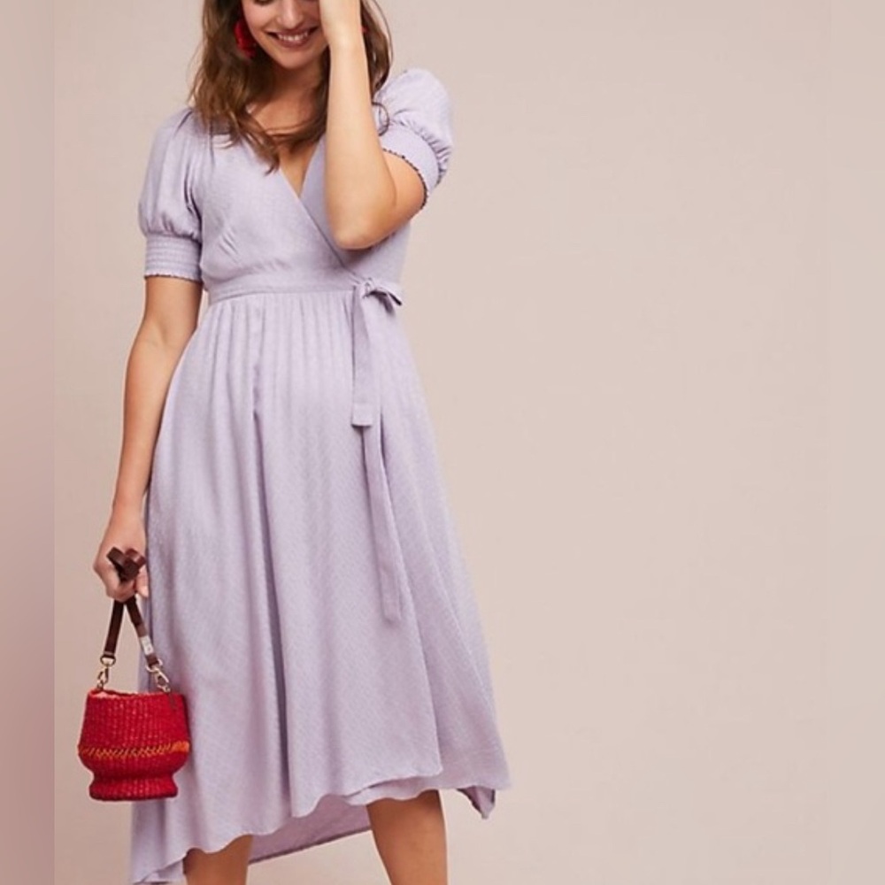 Anthropology Maeve Violet V-Neck Midi Dress Size 10